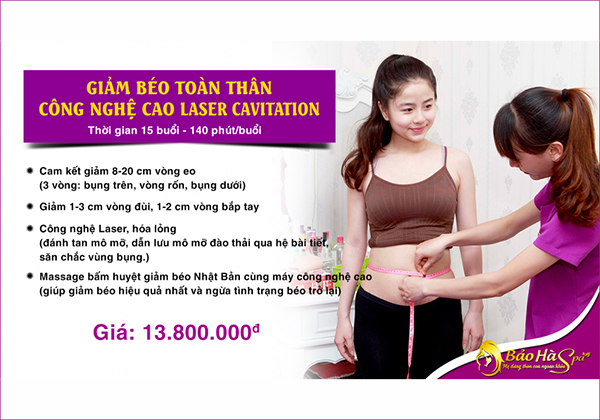 Giảm béo toàn thân công nghệ cao Laser Cavitation - 10 buổi (giá chưa KM)